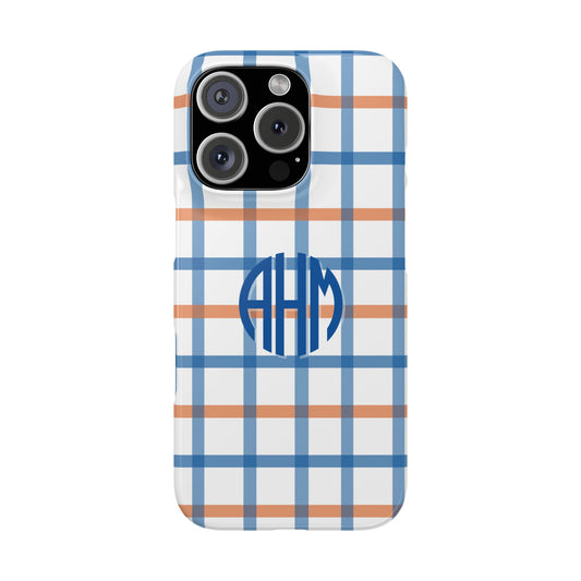 Tailgate Tartan - Blue & Orange Slim