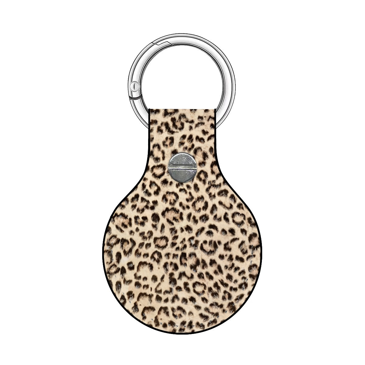 Leopard print keychain on a white background