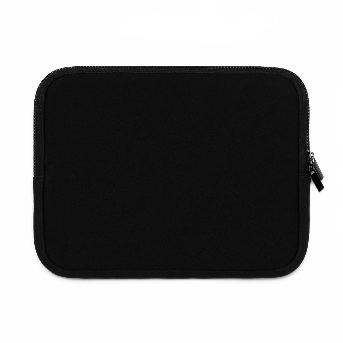 back view of personalized laptop sleeve in black neoprene 