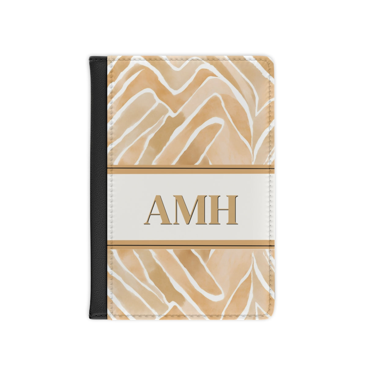 personalized passport cover with light tan and cream abstract design